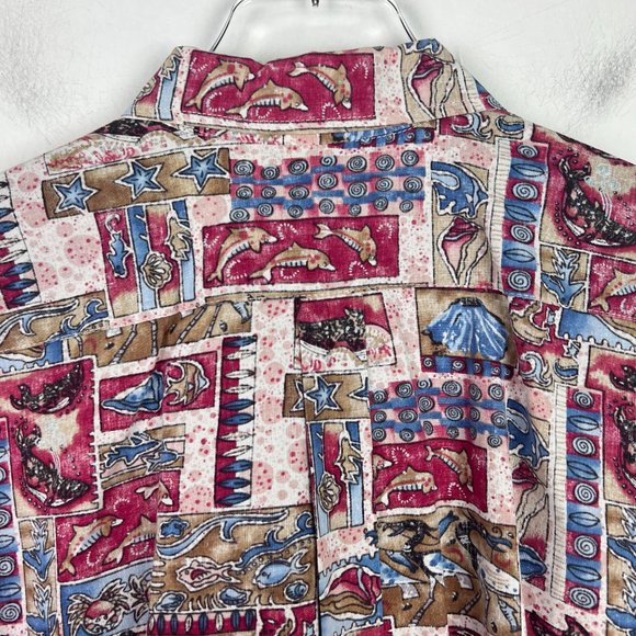 Go Barefoot Hawaiian Shirt Fish Sea Creatures Short Sleeve Size XL EUC L2394 - Picture 12 of 12